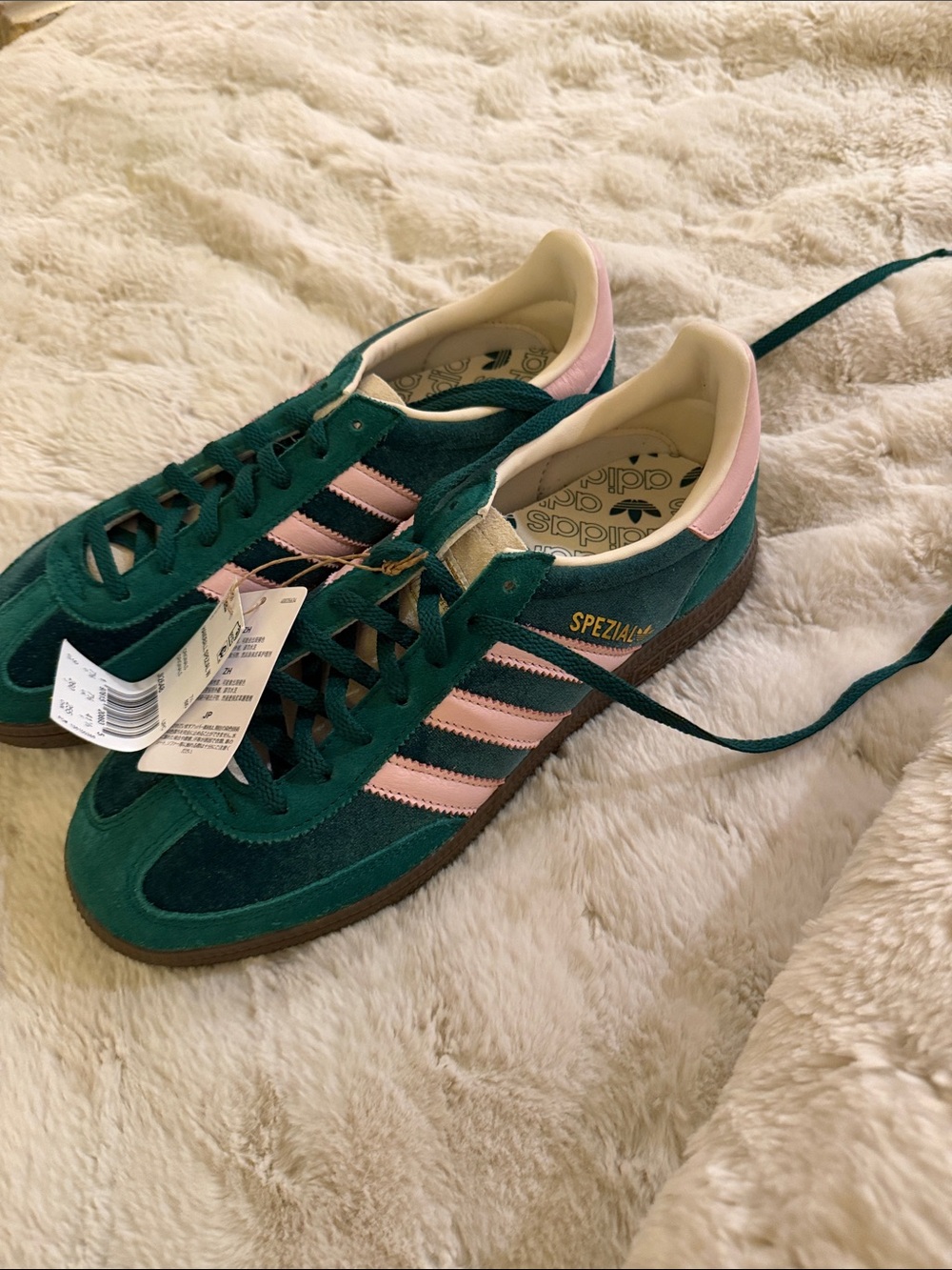 adidas Spezial Women’s Suede Sneakers in Green and Pink